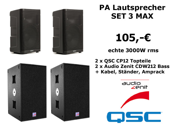 PA-Set 2 QSC, Musikanlage, Berlin, Verleih, QSCK12.2 3kWSet-QSC+CDW212